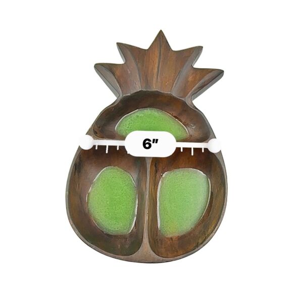 Monkey Wood Pineapple with green enamel accent - Picture 2 of 7
